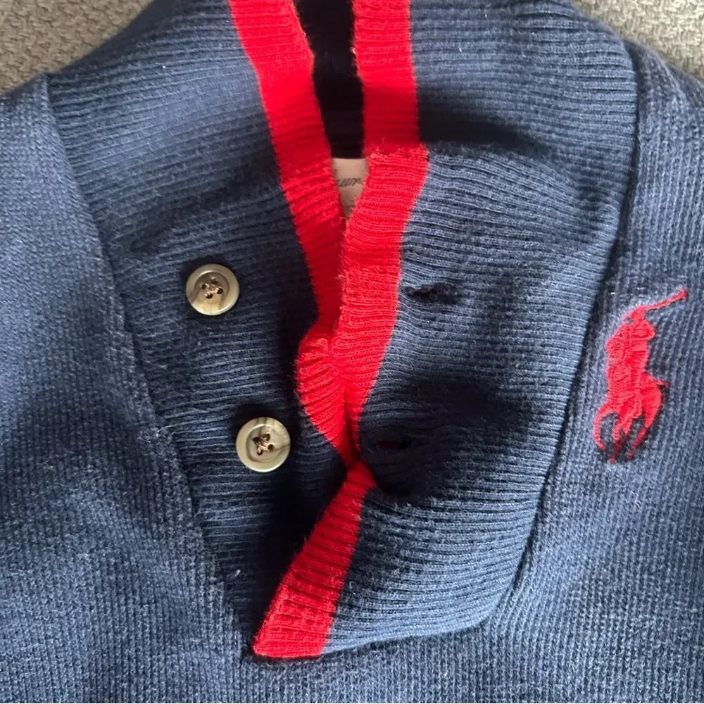 Ralph Lauren Knit One Piece Footie Navy Blue Size 6 Months